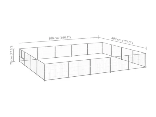 Chenil extérieur cage enclos argenté 500 x 400 x 70 cm 02_0000251