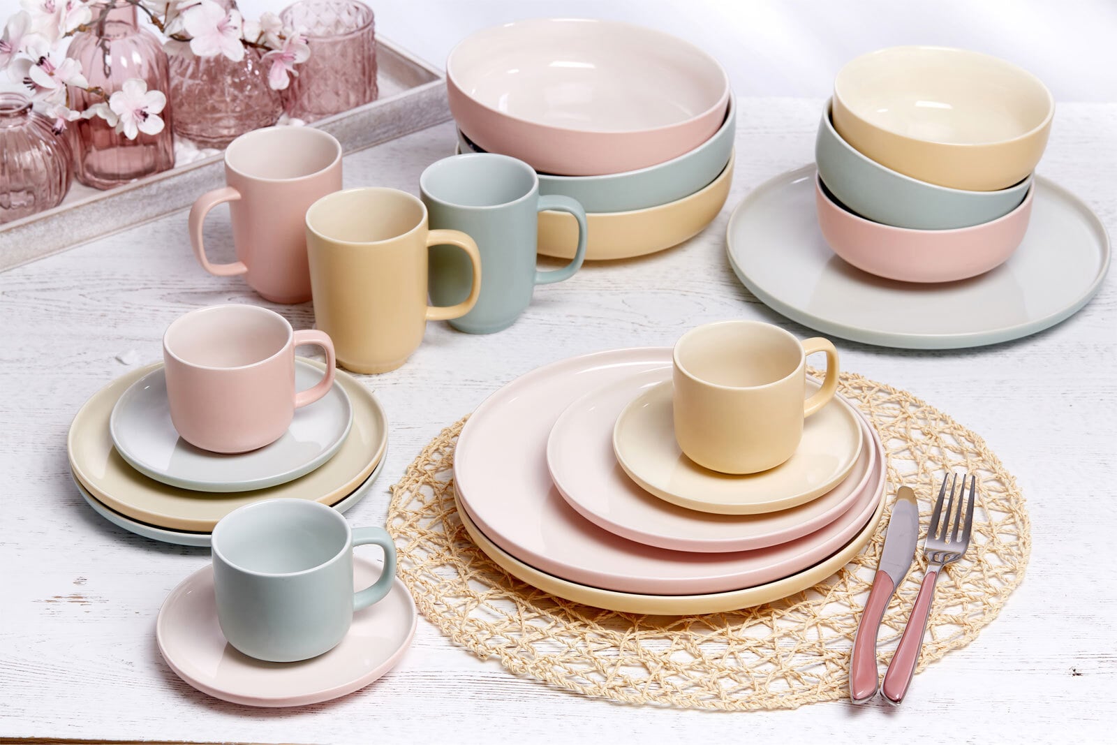 Ritzenhoff & Breker Speiseteller JASPER 4er Set rosa/ weiß