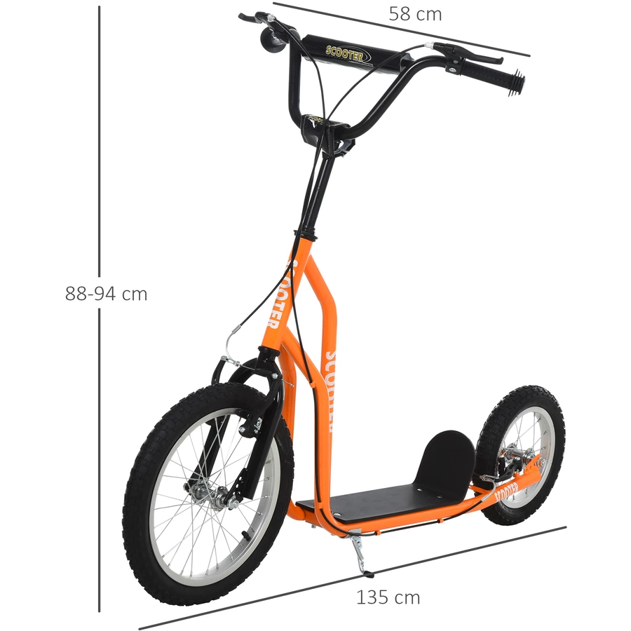 HOMCOM Kinderroller mit Handbremse orange