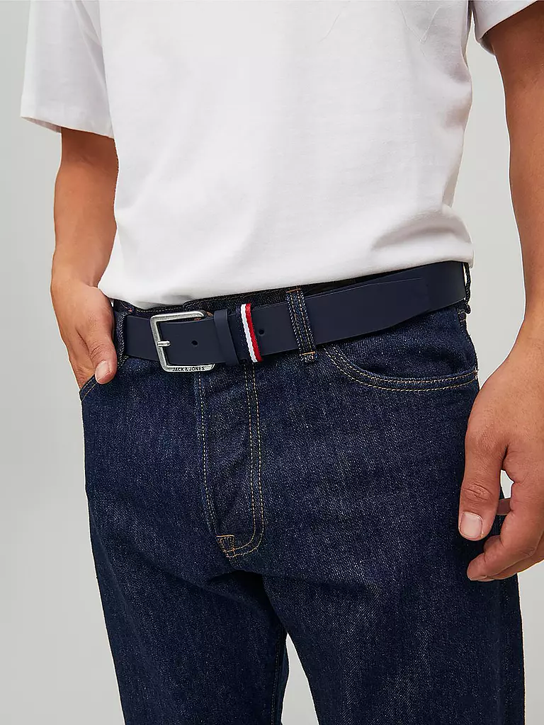 JACK & JONES Ledergürtel JACESPO dunkelblau