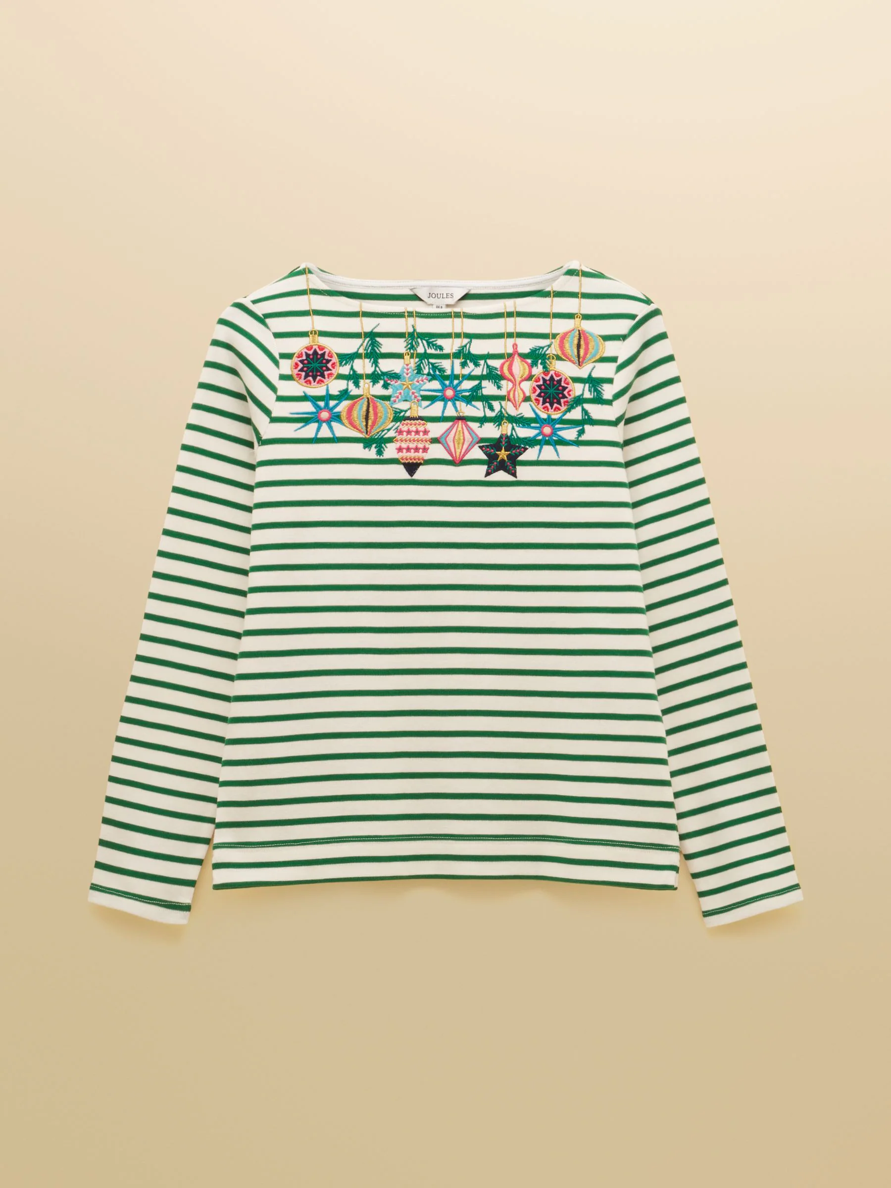Green/White Bauble - Joules Christmas Harbour Boat Neck Breton Top