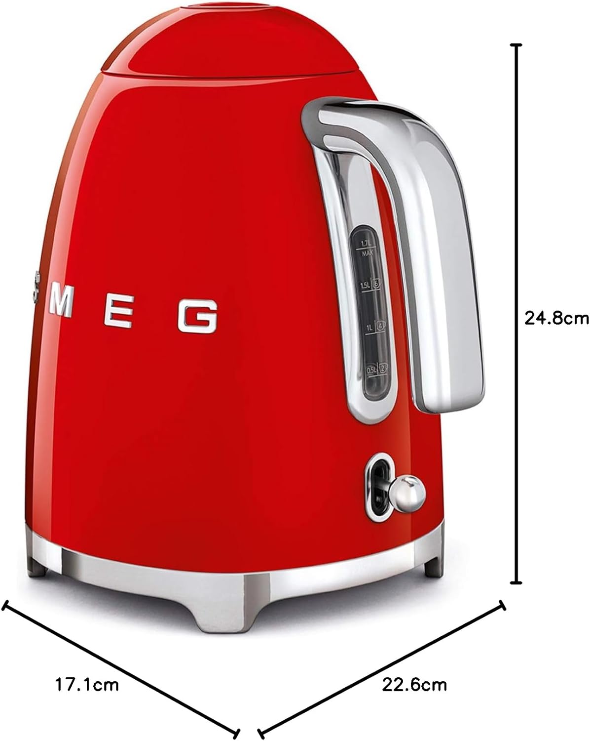 Smeg, Bouilloire Électrique KLF03PGEU 1,7 L, Filtre Anticalcaire Lavable, Arrêt Automatique de Sécurité, Indicateur de Niveau d'Eau, Base Antidérapante, Range Cordon, Puissance 2400W, Vert d'Eau