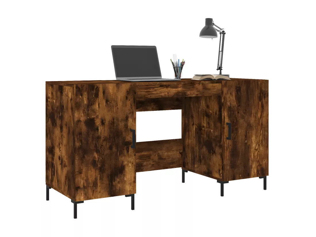 Bureau chêne fumé 140x50x75 cm bois d'ingénierie