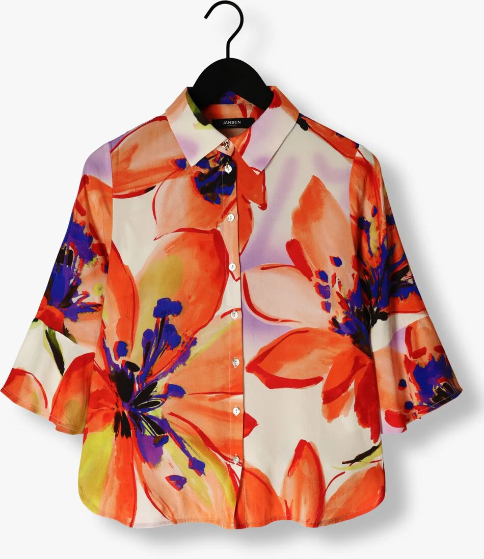 JANSEN AMSTERDAM oranje jansen amsterdam blouse wbf773 woven print blouse 3/4 sleeve