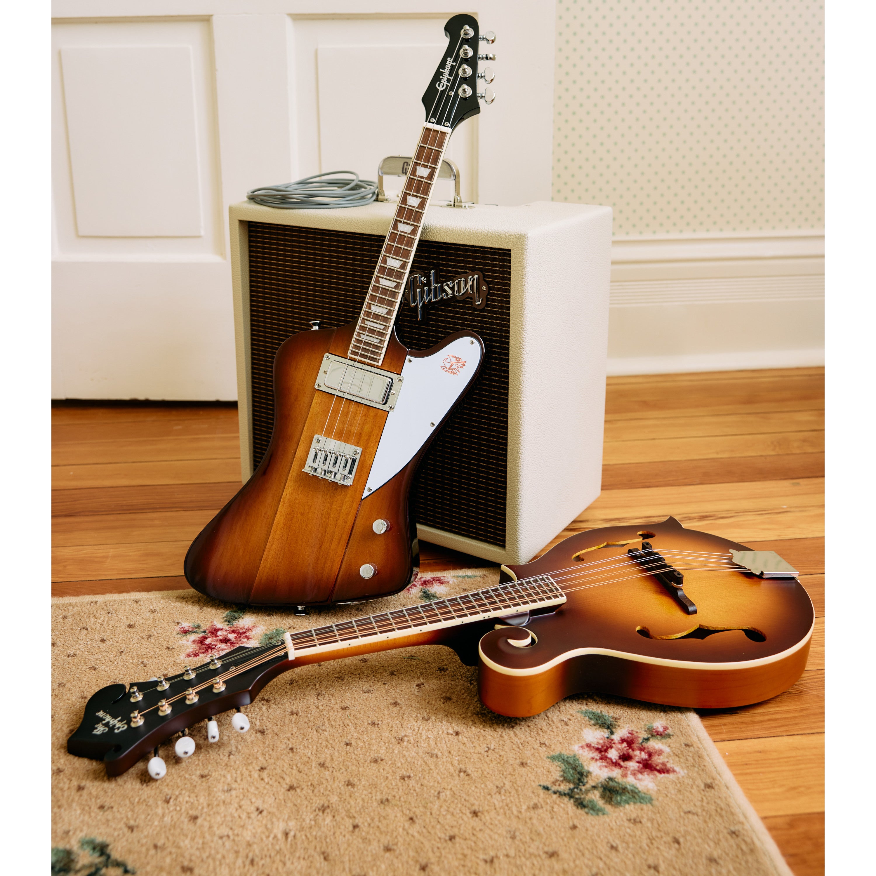Epiphone F-5 Studio Vintage Sunburst Satin F-stijl mandoline met premium gigbag