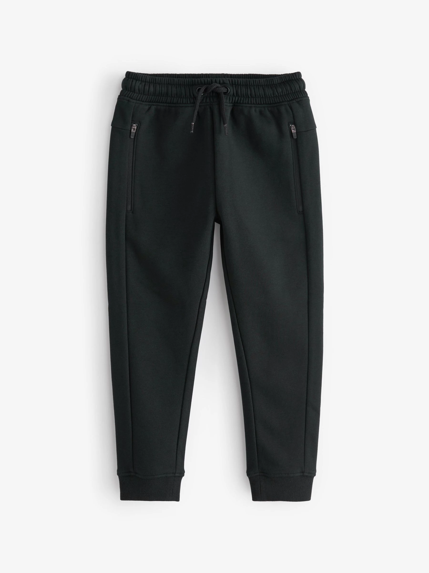 Zwart - Slim fit joggingbroek met rits (3 - 16 jr)