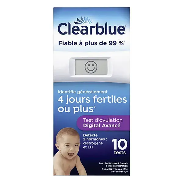 Teste de ovulação digital Clearblue 2 hormônios caixa com 10