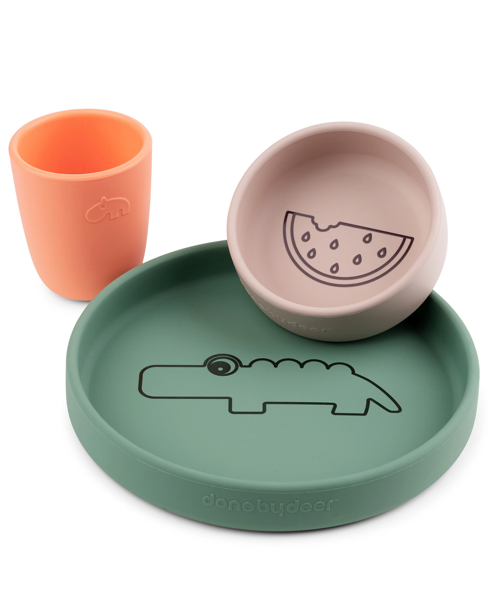 Silikon-Geschirr-Set CROCO 3-teilig in bunt