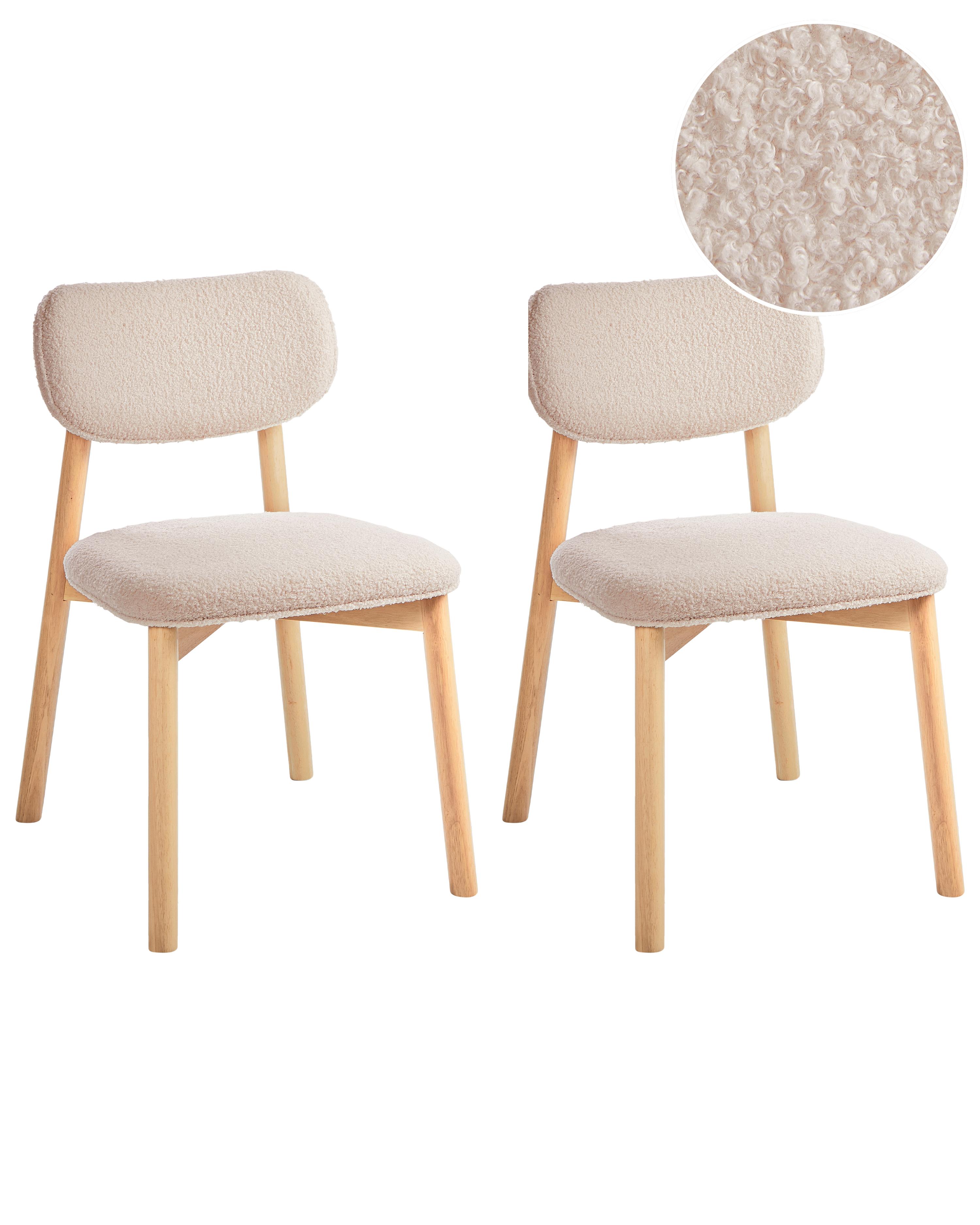 Set van 2 eetkamerstoelen MILLS Bouclé Lichtbruin/beige