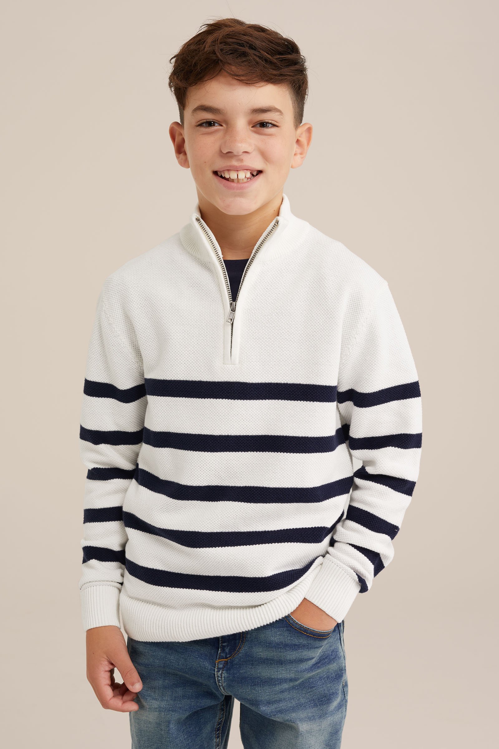 Jongens trui met structuur Blue Ridge Wit