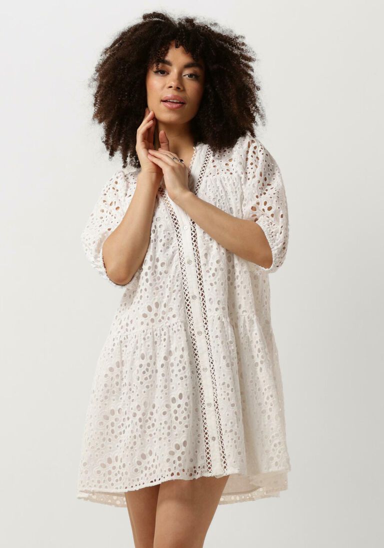 CO\\'COUTURE witte co'couture mini jurk viola anglaise dress