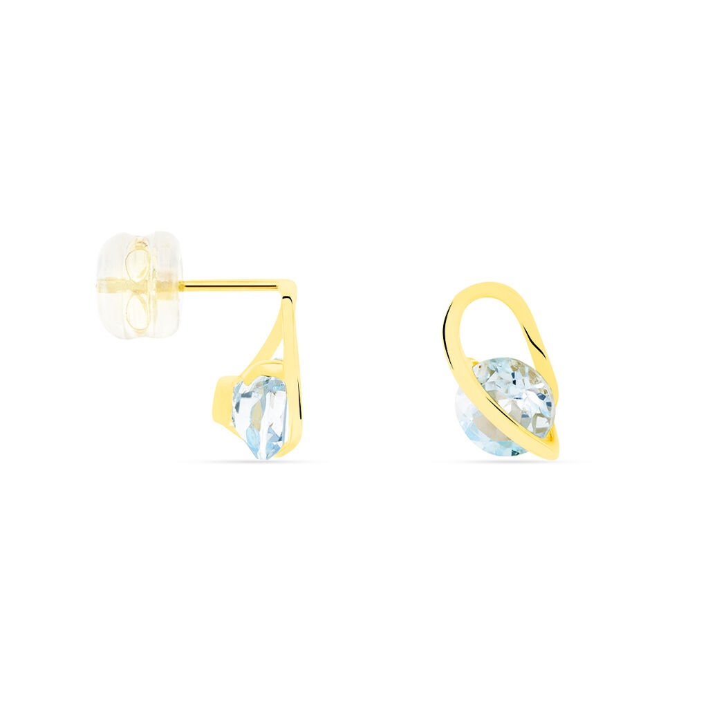 Boucles D'oreilles Puces Or Jaune Berecyntia Topaze