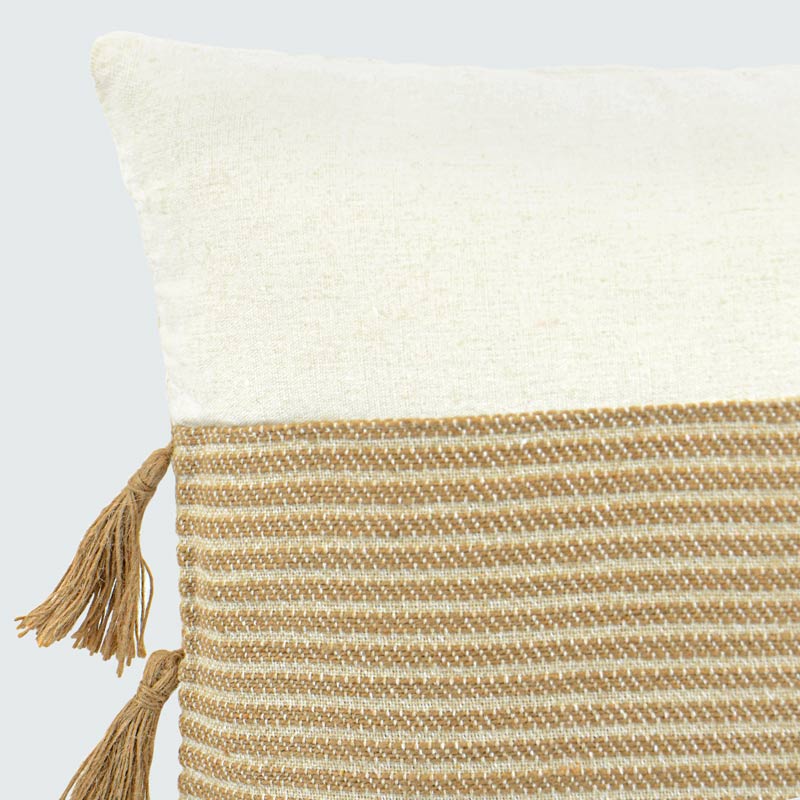 Coussin 'Taïlys' bandes en jute beige