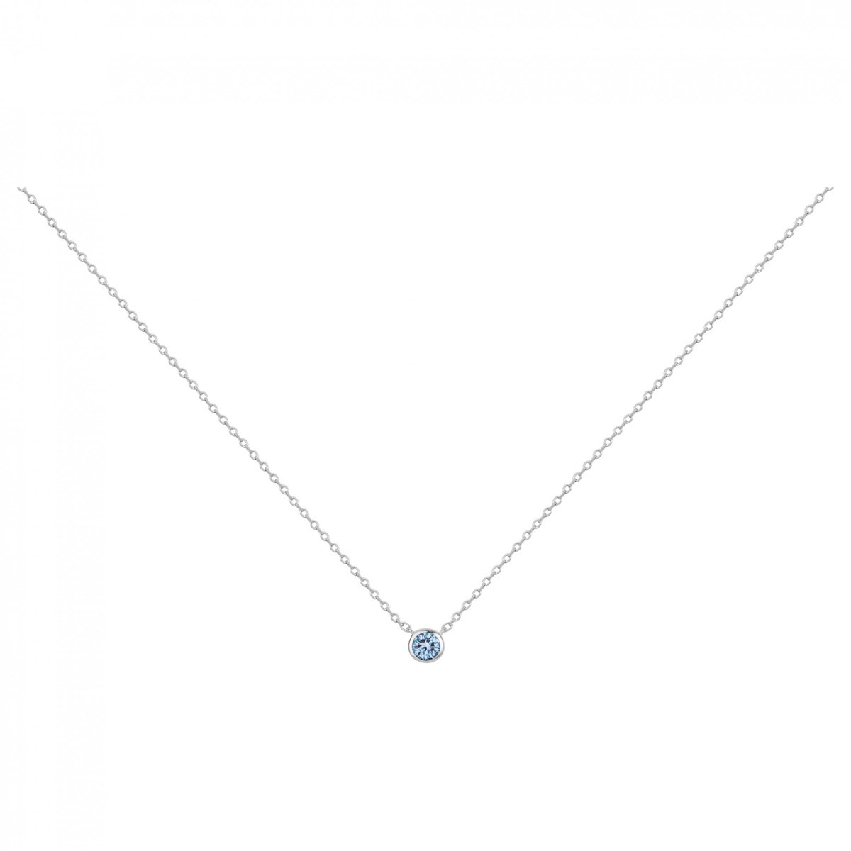 Collier mono-motif en Argent avec spinelle bleu topaze
