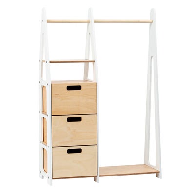 Duck Woodworks Knaggrekke med Skuffer, Hvit