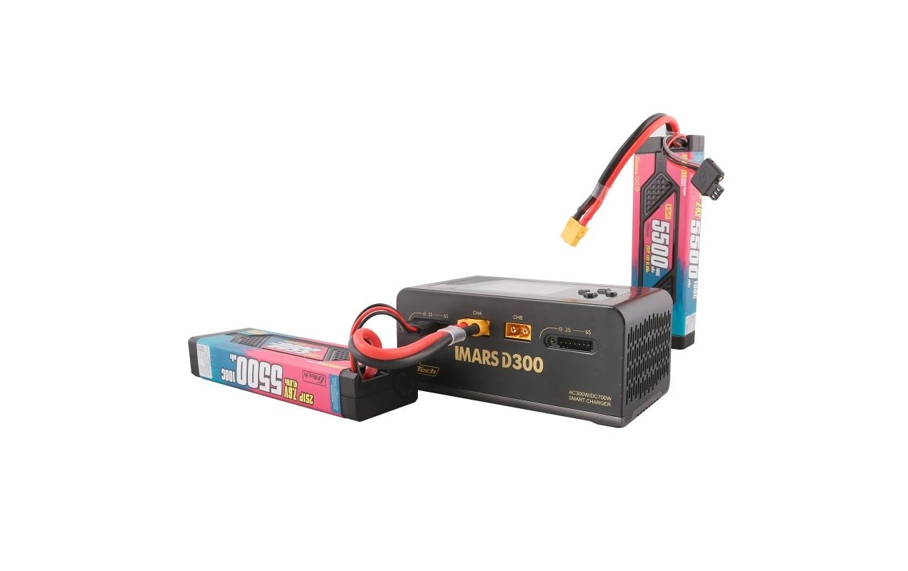 Dual-Ladegerät IMARS D300 AC/DC 1-6S, G-Tech, Schwarz<br>Universelles Modellbau-Ladegerät mit zwei Ausgängen für LiPo, LiHV, LiFE und NIMH Akkus