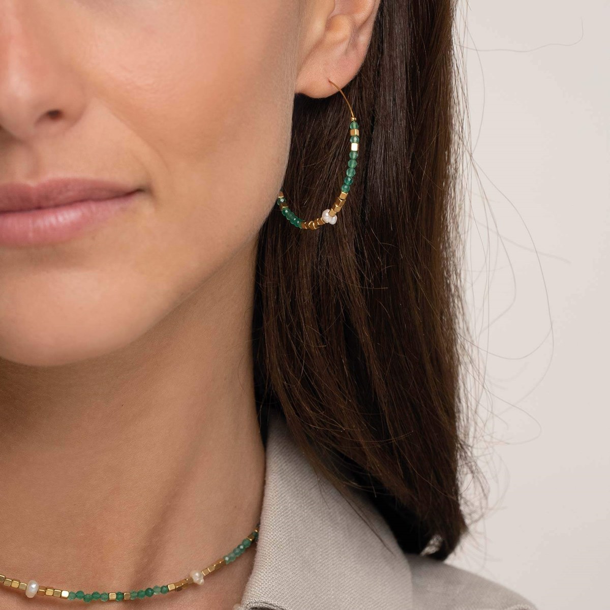 Boucles Mélo Agate verte