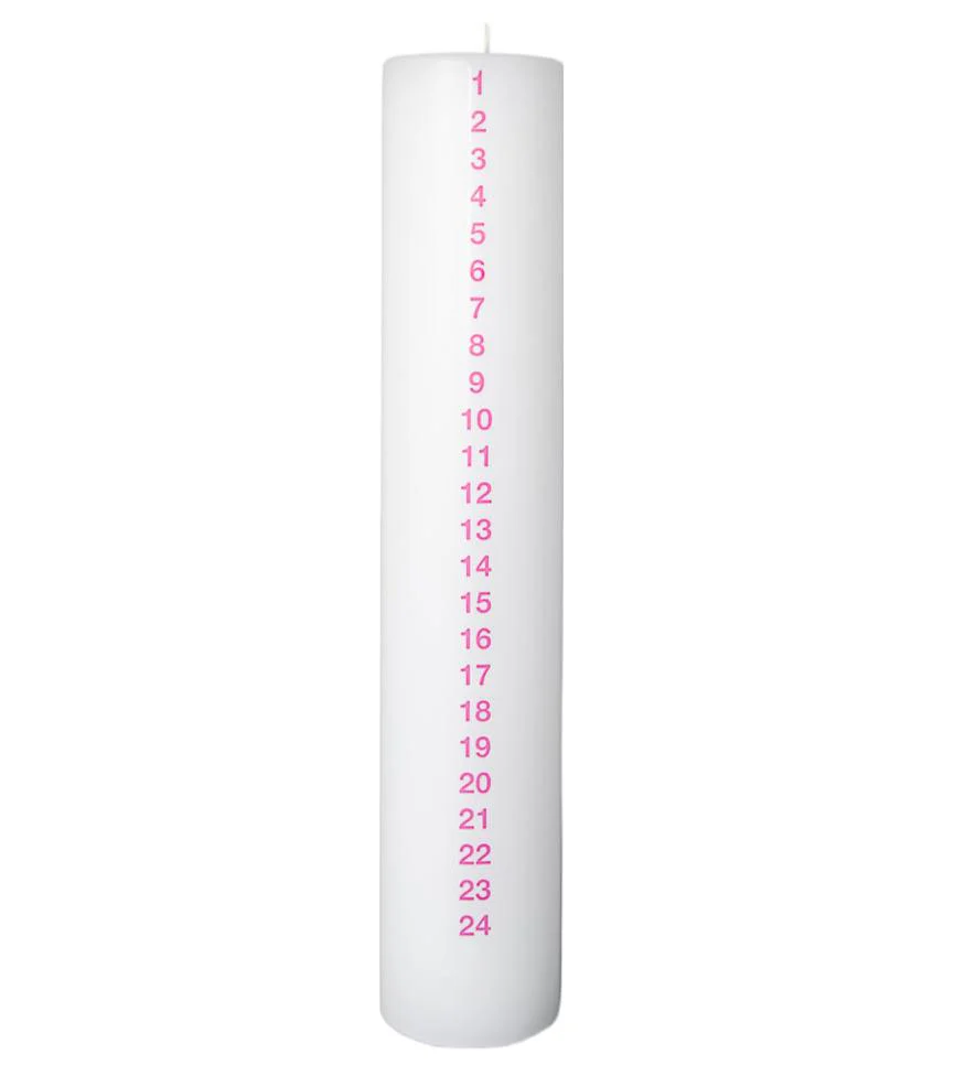 Kunstindustrien  Kalenderlys, pink - 6x30 cm.