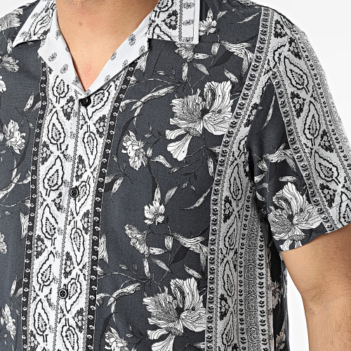 Chemise A Manches Courtes CH-5196 Gris Clair Gris Anthracite Floral