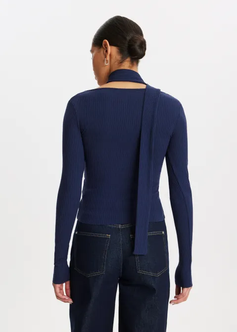 T-shirt met sjaal blauw (BLW.D)