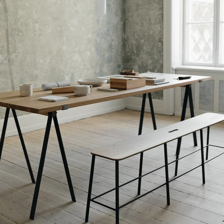 Frama - Adam Bank, 120 x 46 cm, Eiche / schwarz