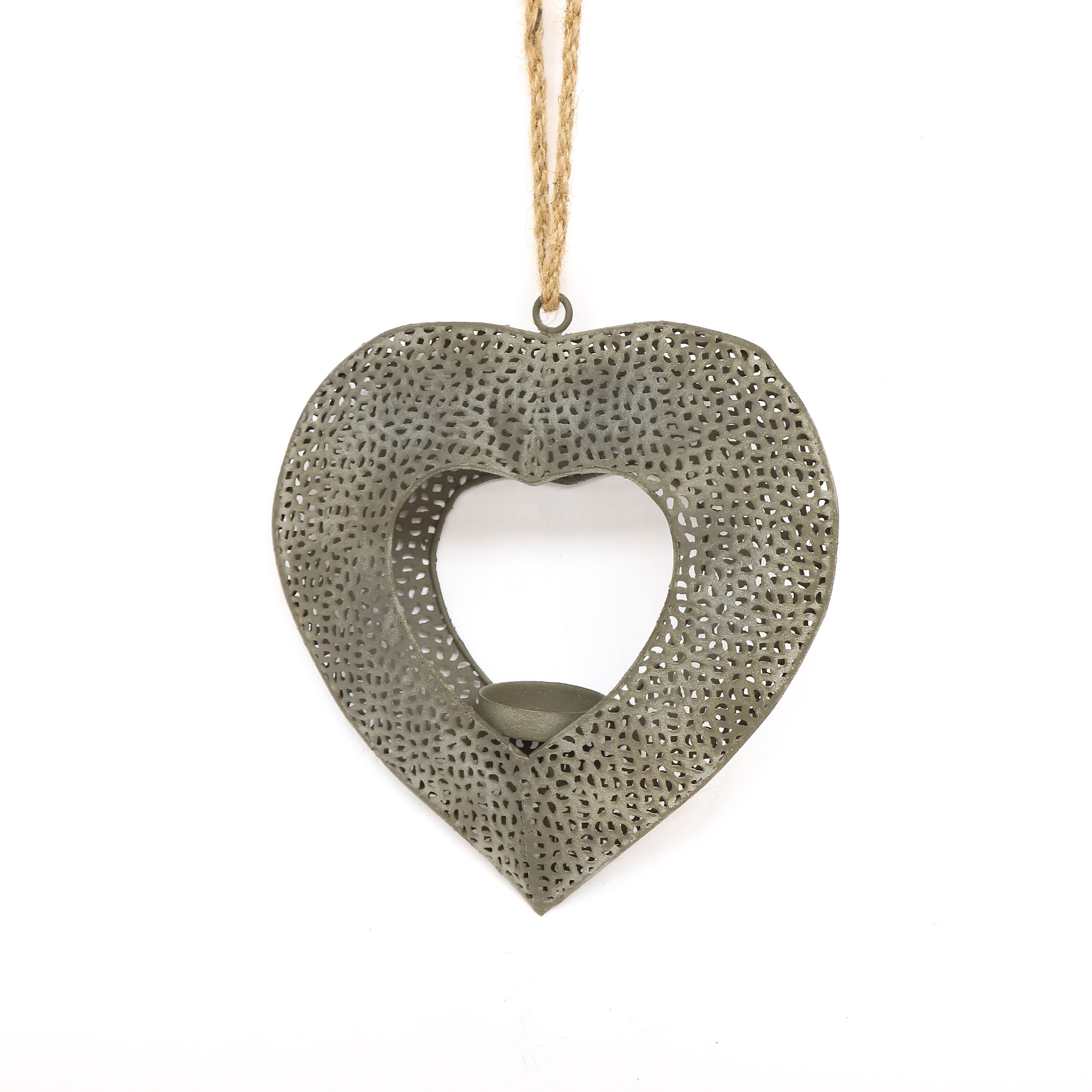 Anhänger 'Herz' mit Teelichthalter, Metall, B 21,5 cm, H 20 cm, L 5 cm von fischer's lagerhaus