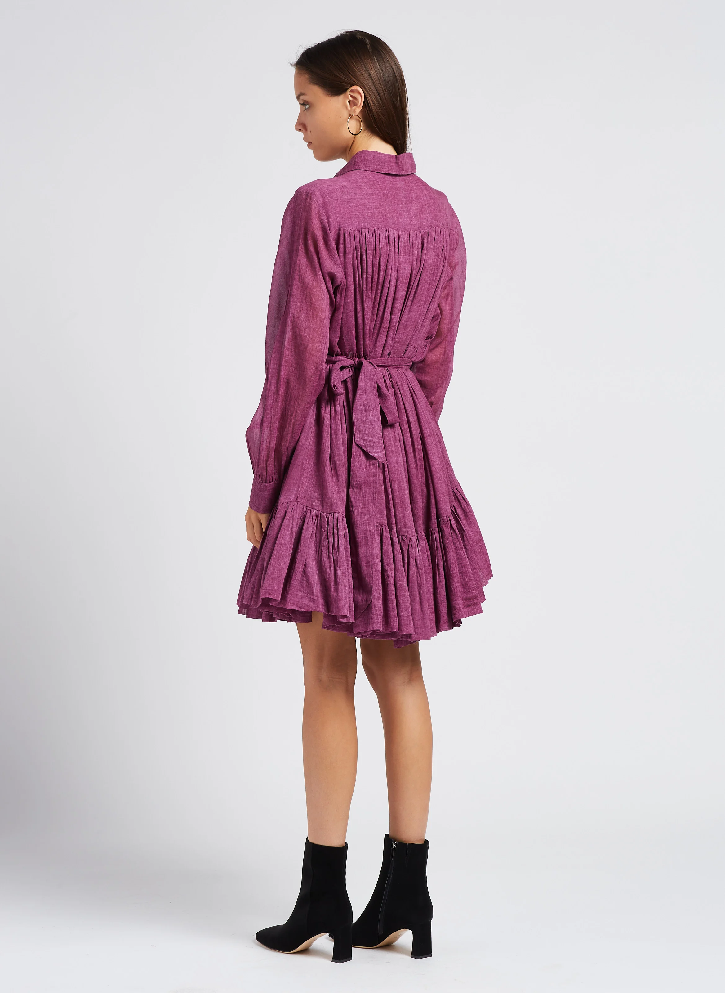 NIRVANA - Robe courte col chemise en coton | Rose