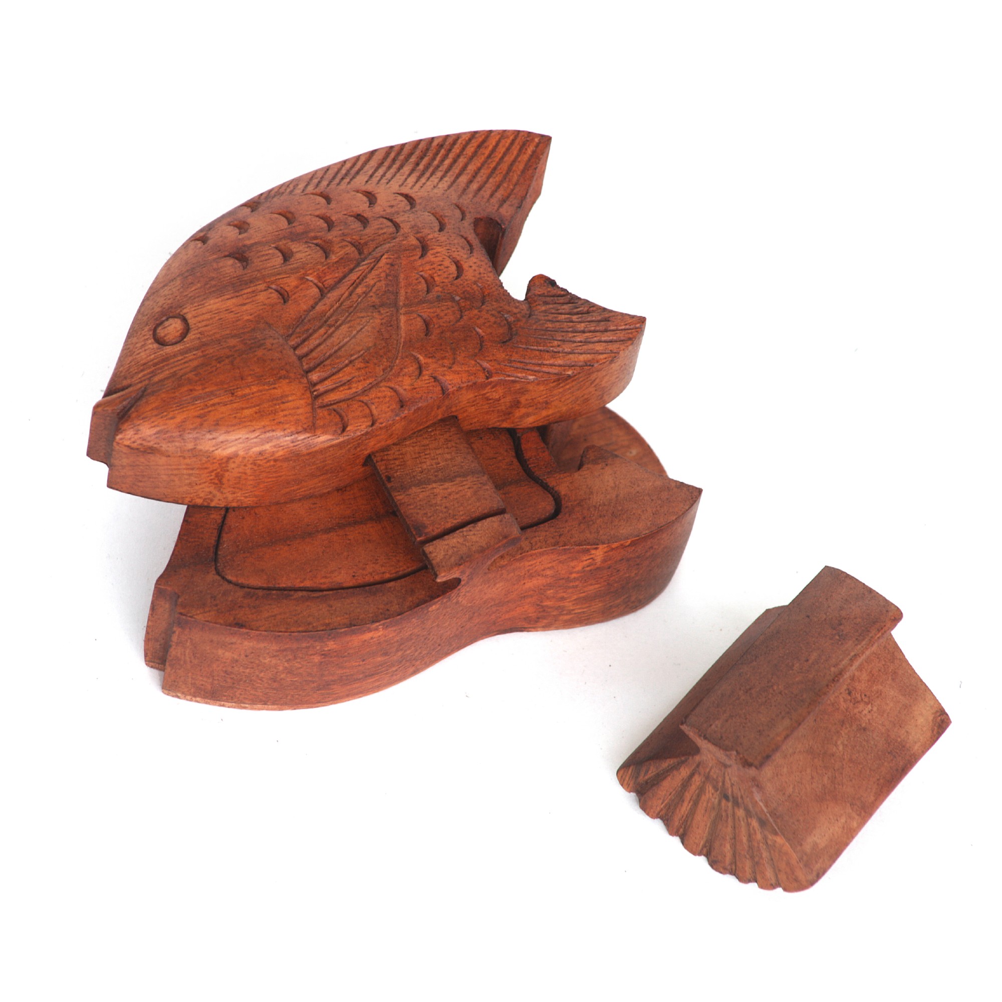 Secret Box 'Fish', braun, T 7,5 cm, B 13,5 cm, H 6,5 cm von fischer's lagerhaus