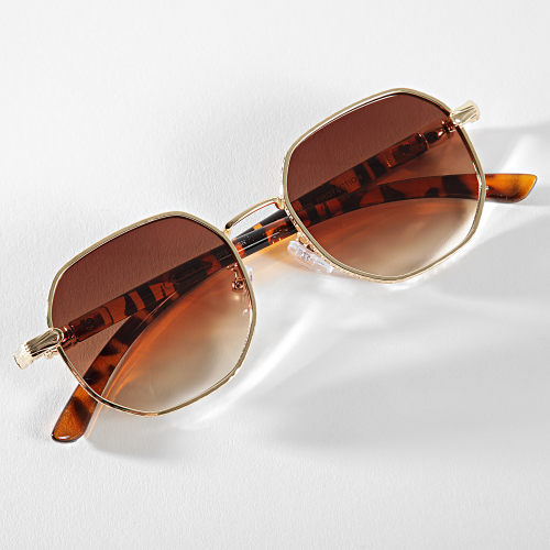 Lunettes De Soleil Doré Marron Dégradé