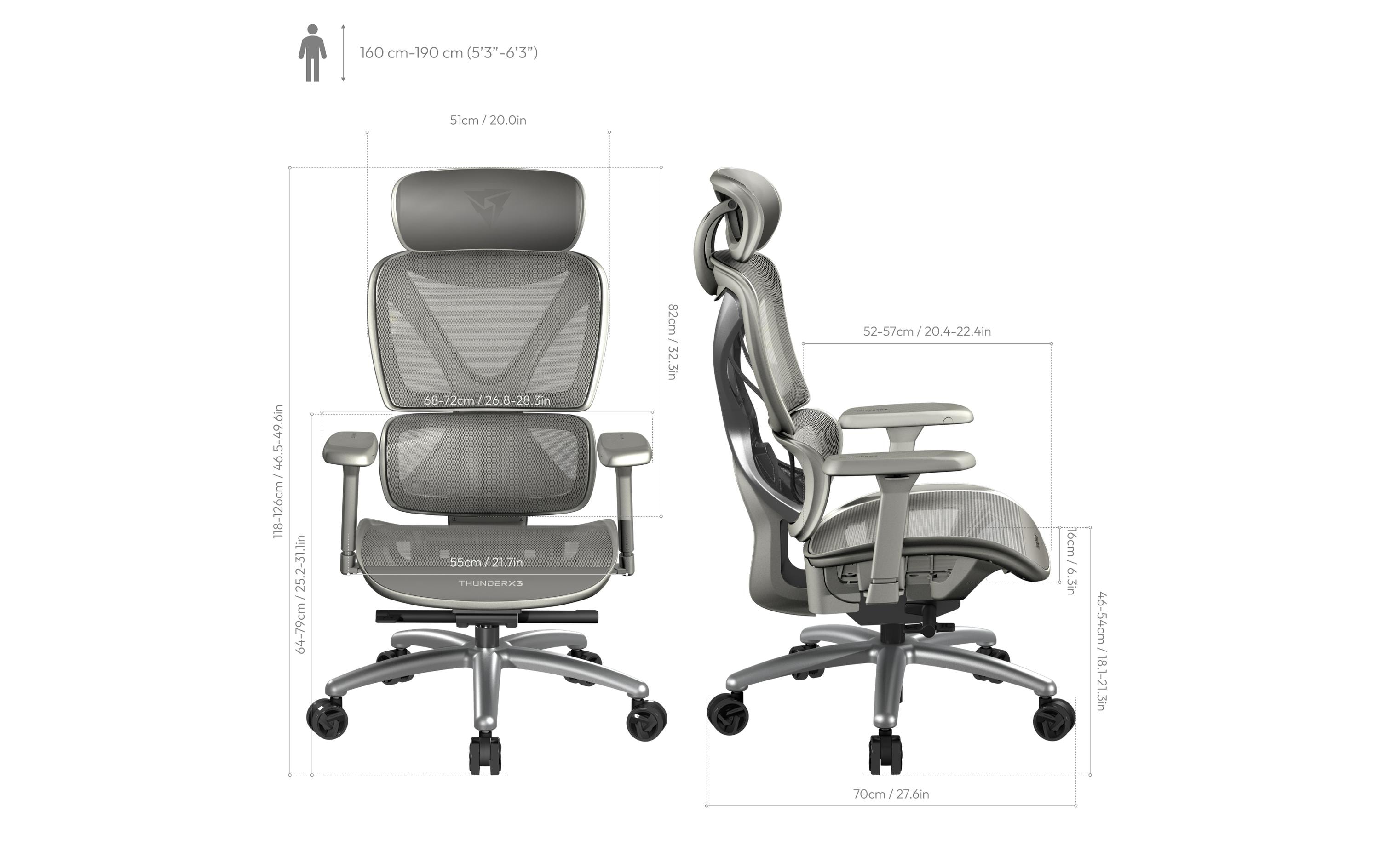 Bürostuhl XTC-Mesh Grau<br>Ergonomischer Bürostuhl