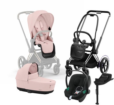 Cybex e-Priam Duovogn inkl. Aton B2 & Base, Peach Pink/Chrome Black