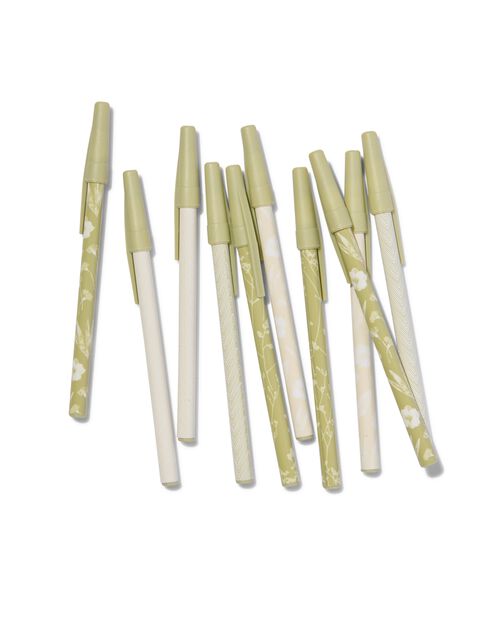 10 stylos à bille dans un filet