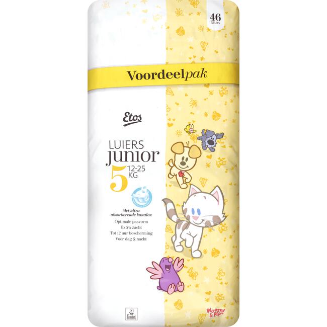 Etos Woezel & Pip Luiers Junior Voordeelpak Maat 5 12-25 kg46 stuks