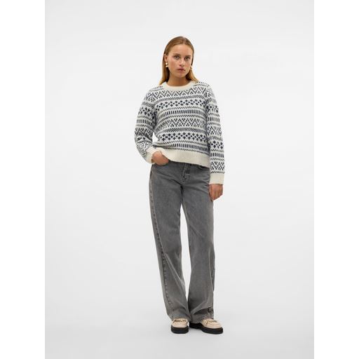 Vero Moda Kaira Striktrøje, Birch/Navy Blazer, XL