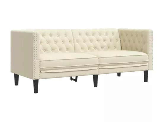 Canapé Chesterfield 2 places crème similicuir