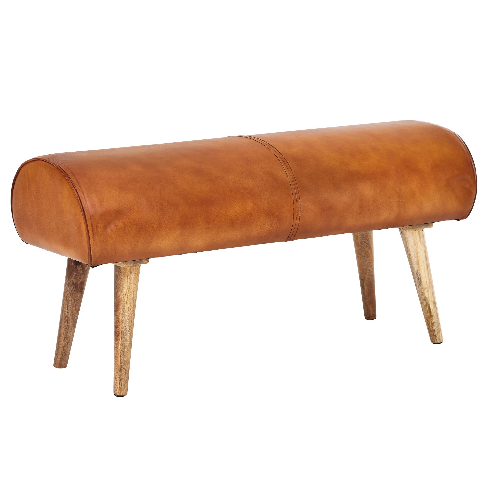 KADIMA DESIGN Sitzbank aus Holz und Echtleder, Moderne stilvolle Sitzgelegenheit für 2 Personen