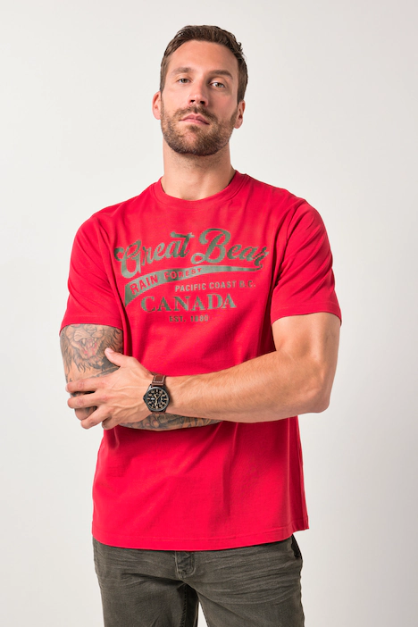 JP1880 T-Shirt, Halbarm, Brustprint, bis 8 XL, apfelrot | Ulla Popken