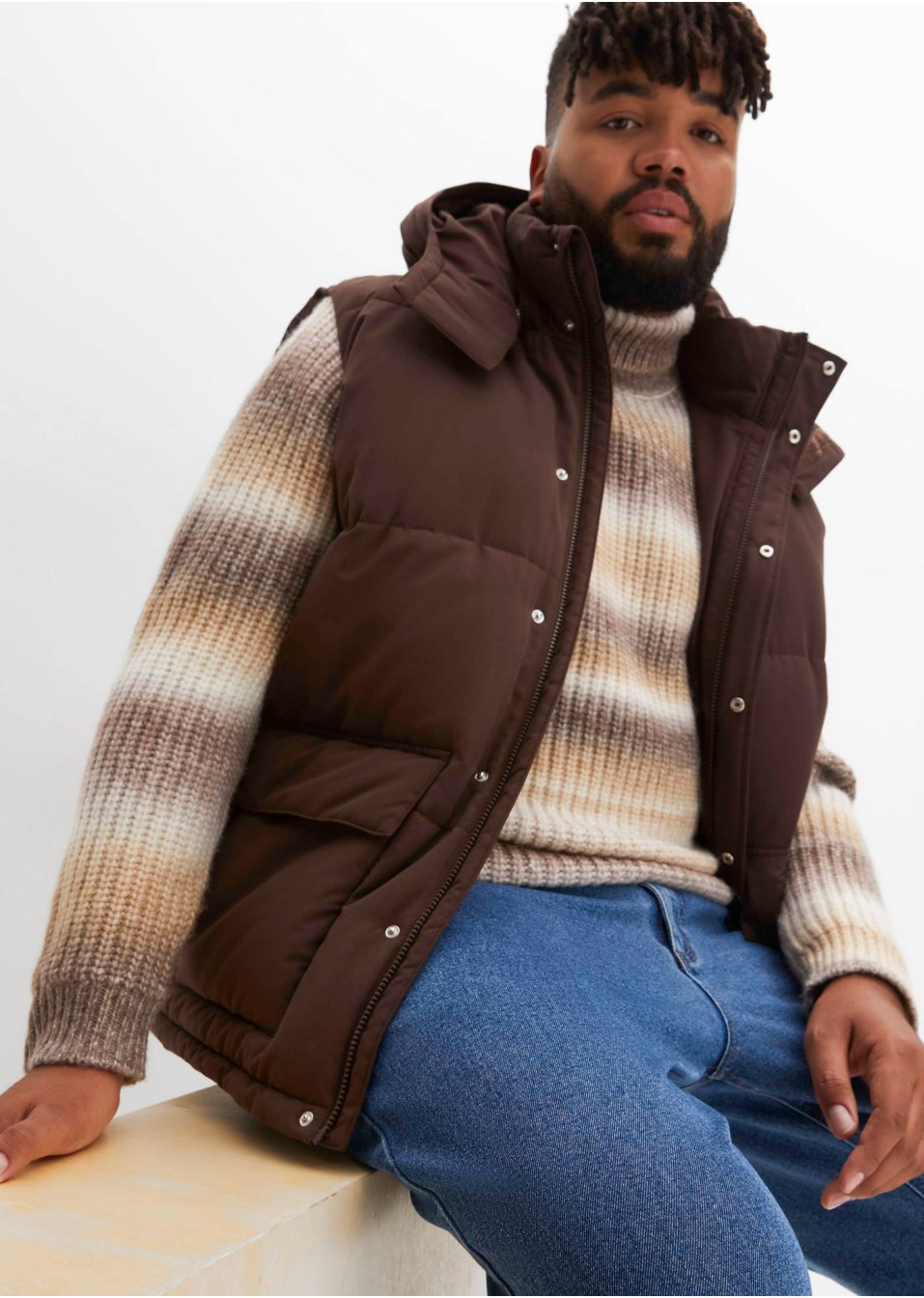Veste sans manches matelassée avec capuche amovible en polyester recyclé