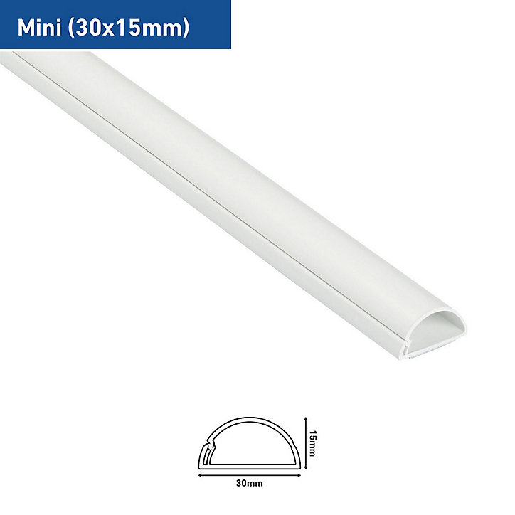 Moulure décorative demi-circulaire D-Line 30x15 mm blanche 2 m