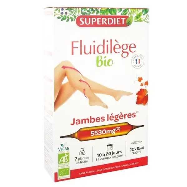 Superdiet Fluidilege Orgânico 20 ampolas