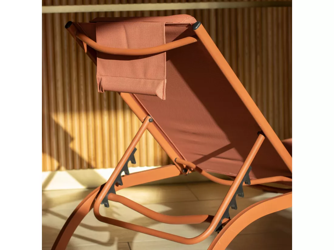 Now's Home - Lot De 2 Chaises Longues En Acier Inoxydable Corail