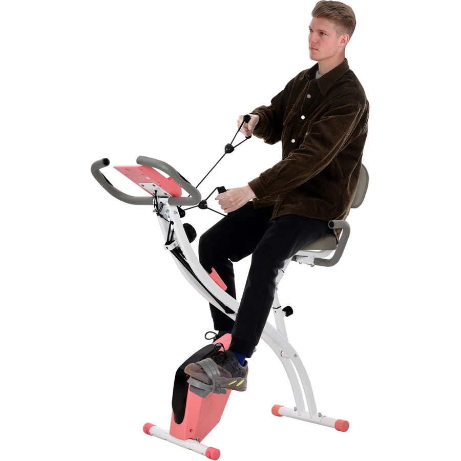 HOMCOM Fahrradtrainer mit LCD Display rosa, weiß