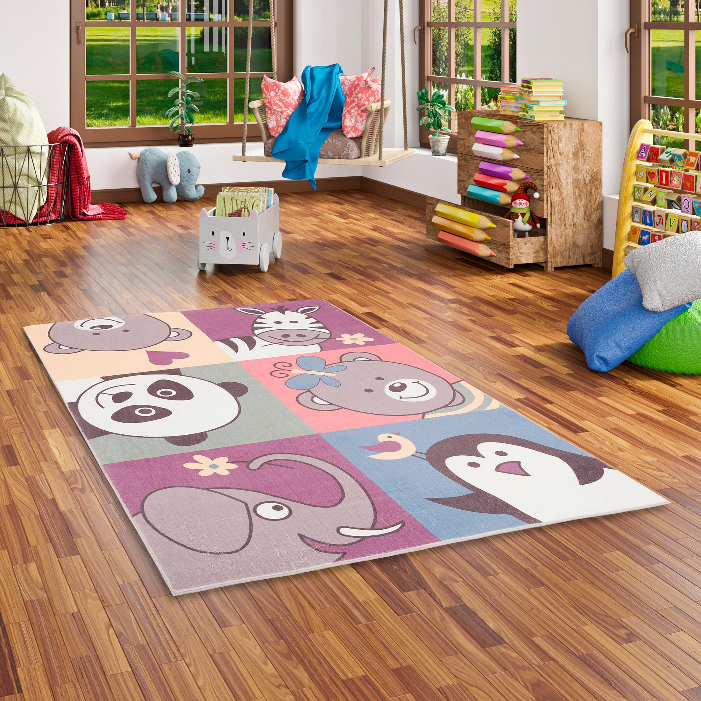 Pergamon Fellteppich Plush Kids Lustige Tiere Bunt