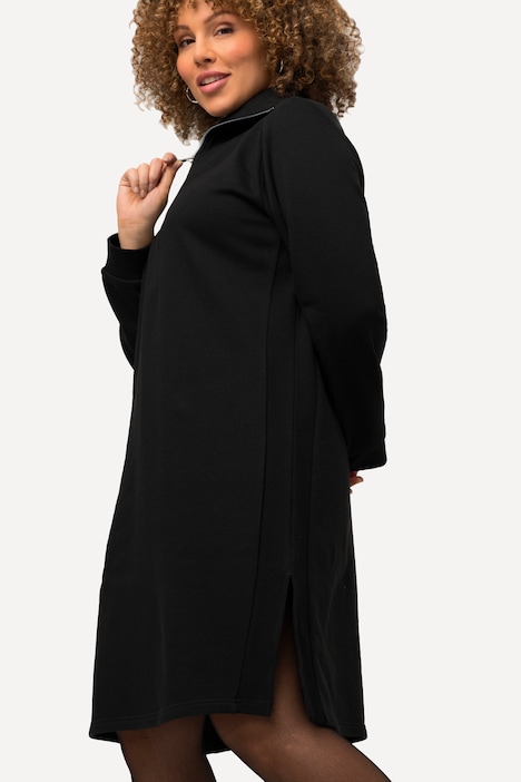 Sweatkleid, Troyerkragen, Reißverschluss, Langarm