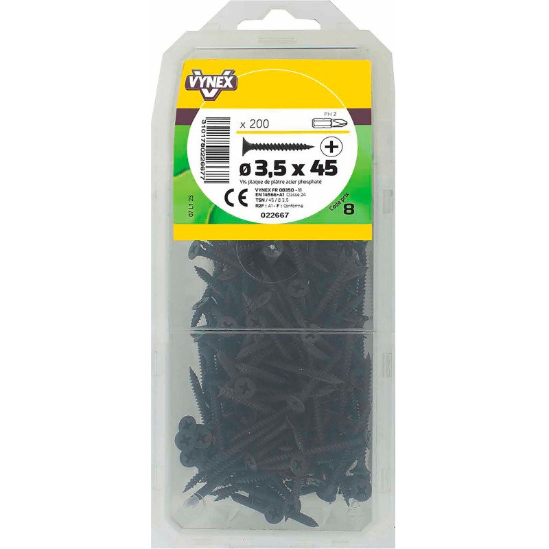 Vis plaque de platre tête trompette acier phosphalté noir
