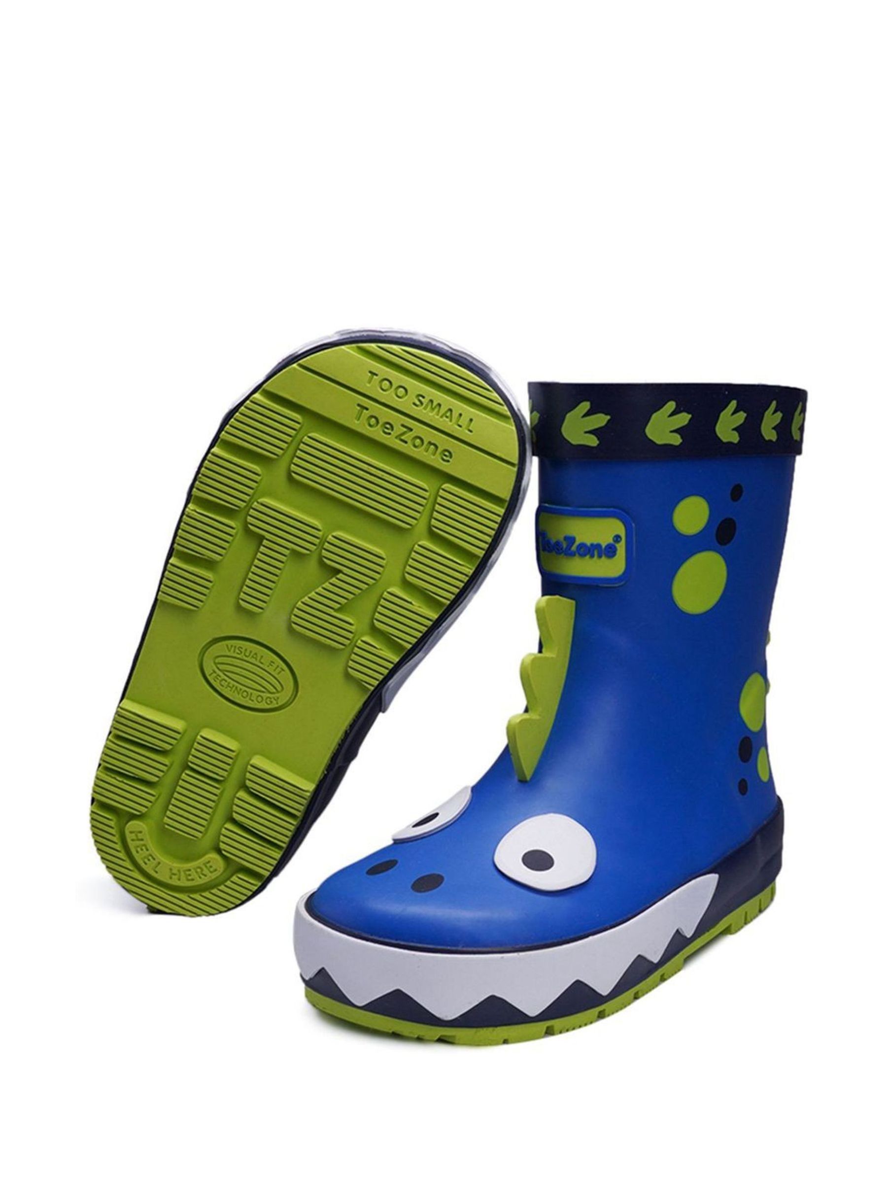 ToeZone blauwe regenlaarzen met dinosaurusprint