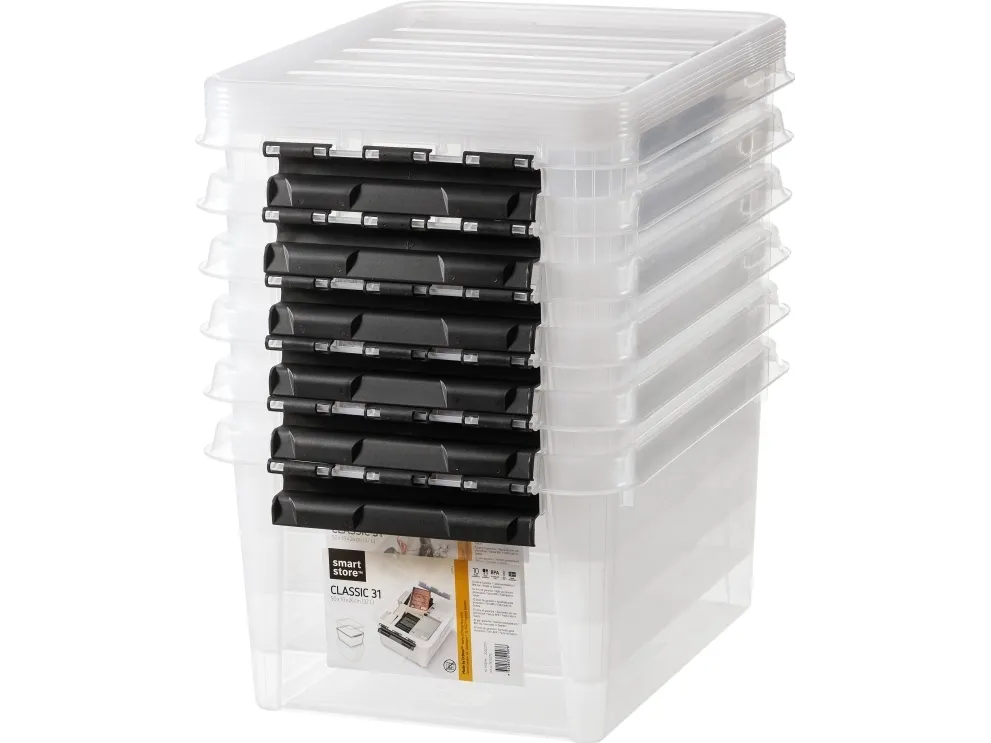 SmartStore Classic 31 opbevaringsboks med låg, pakke med 6 stk