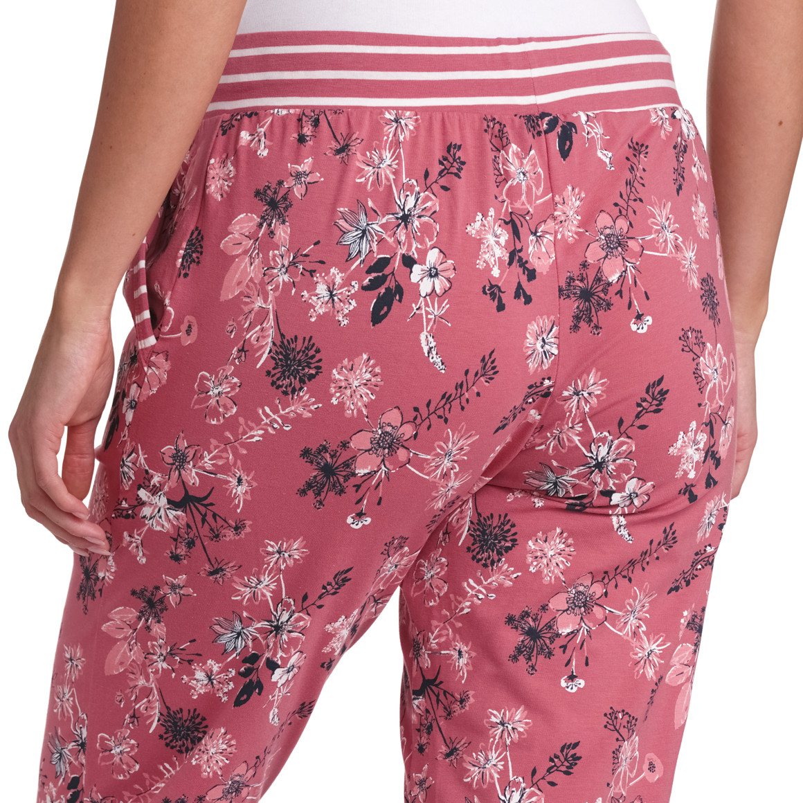 Gina Benotti Damen Schlafhose mit Blumen himbeer