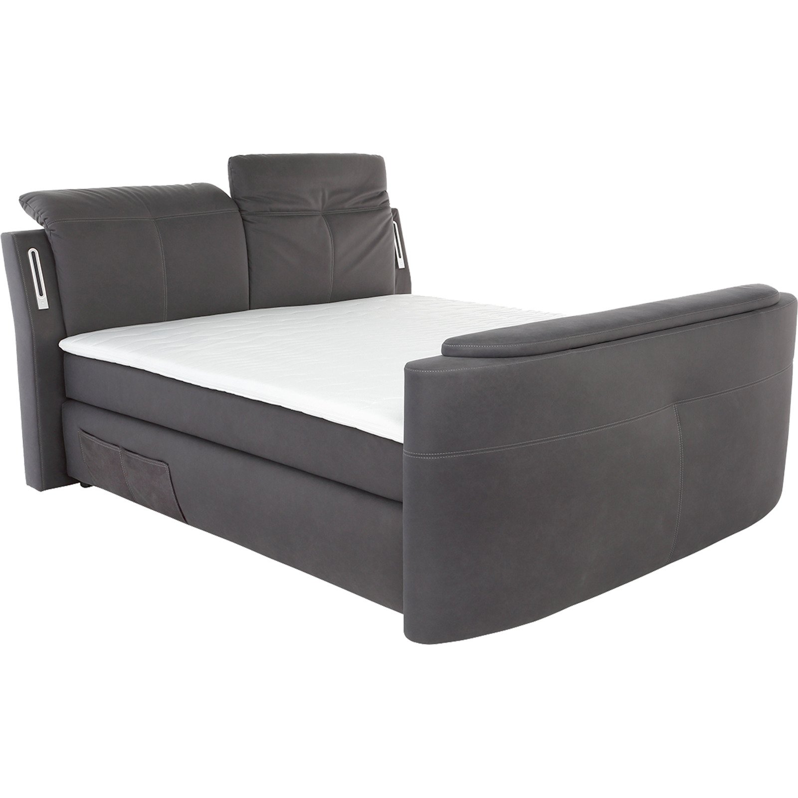 Boxspringbett Movie mit TV-Lift Microfaser dunkelgrau 180 x 200 cm