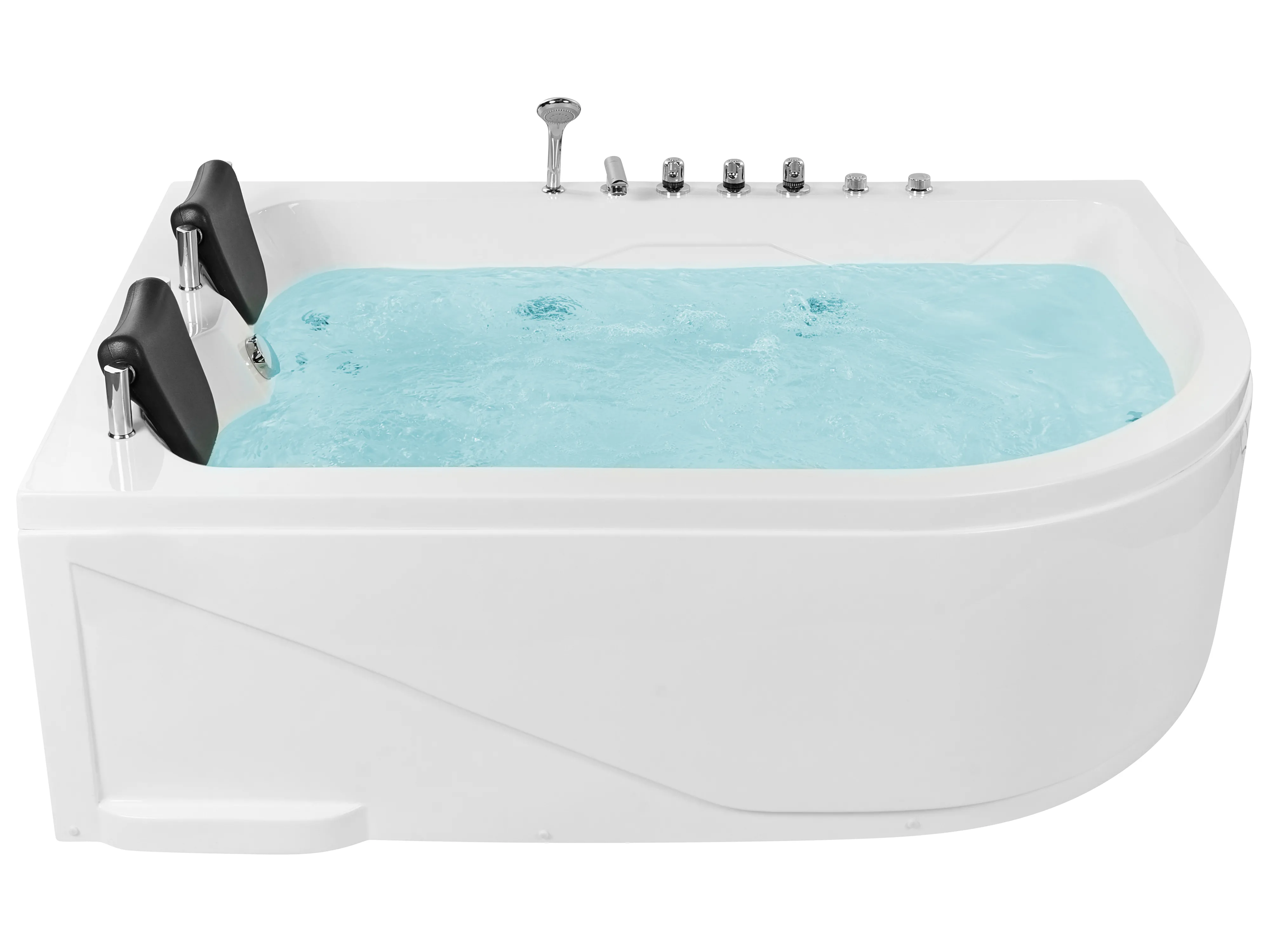 Hoek bubbelbad met LED CALAMA rechtszijdig 180 x 120 cm Wit